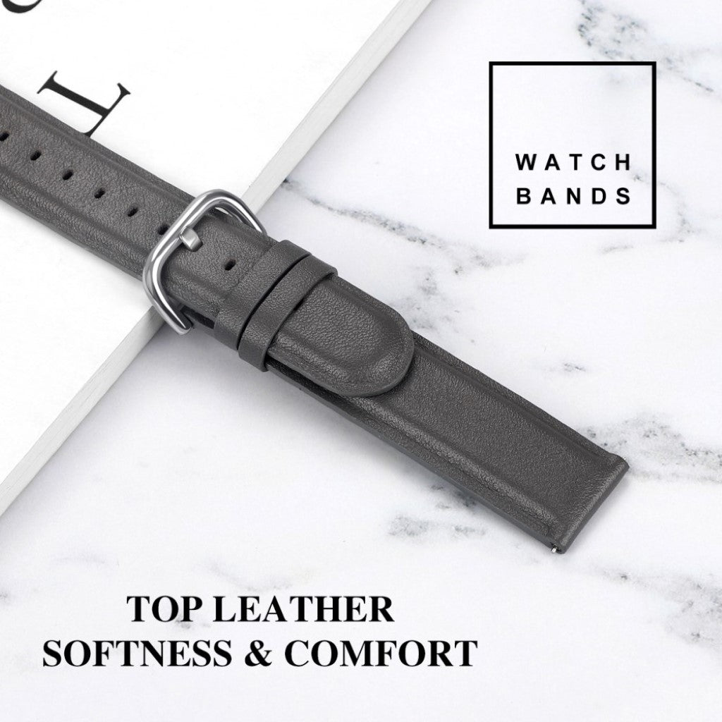 Rigtigt elegant Samsung Galaxy Watch (42mm) Ægte læder Rem - Sølv#serie_3
