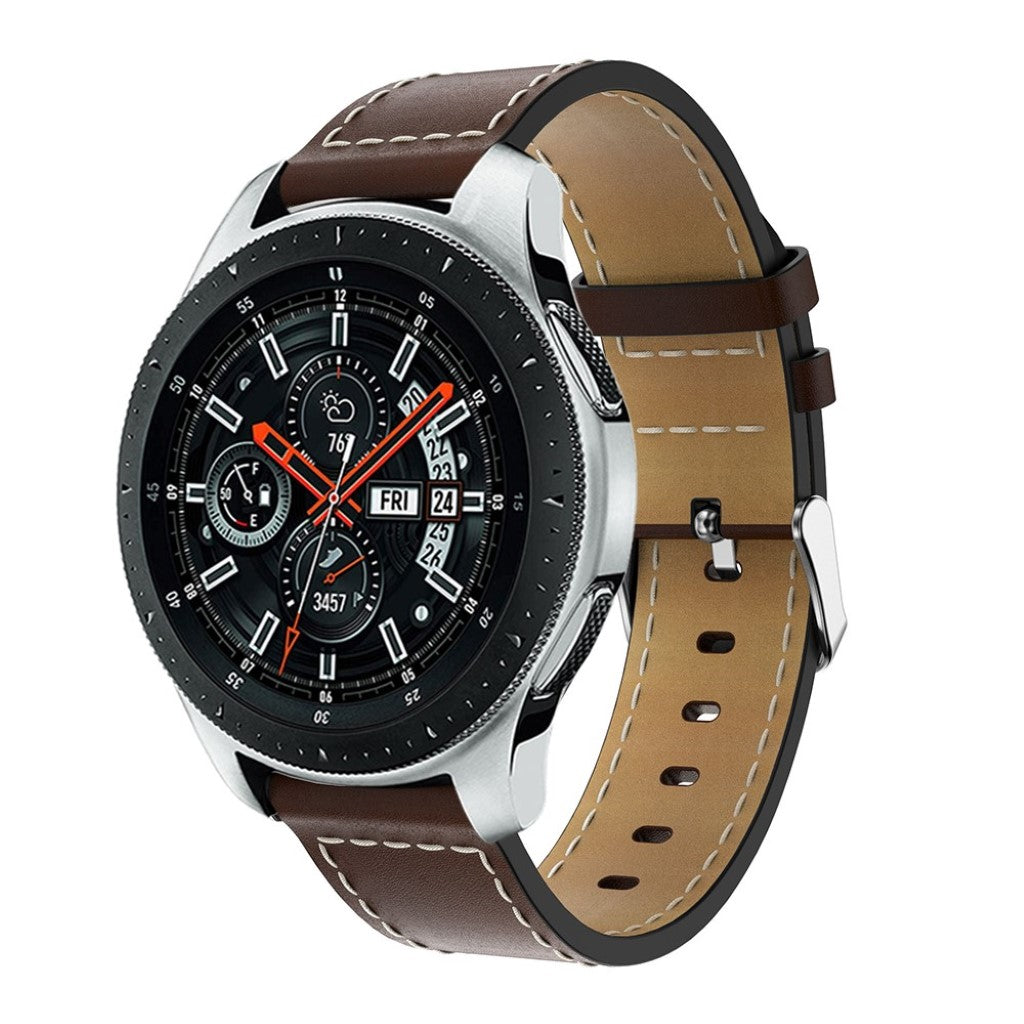 Super holdbart Samsung Galaxy Watch (46mm) Ægte læder Rem - Brun#serie_1