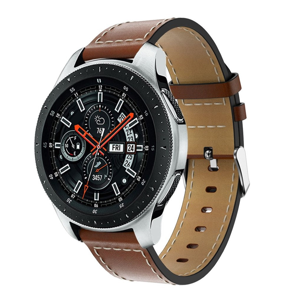Super holdbart Samsung Galaxy Watch (46mm) Ægte læder Rem - Brun#serie_2