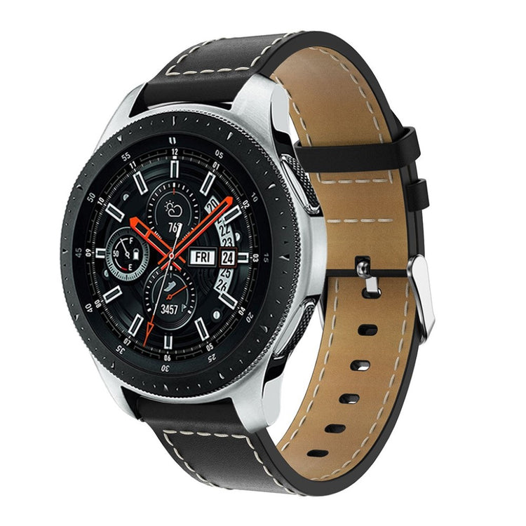 Super holdbart Samsung Galaxy Watch (46mm) Ægte læder Rem - Sort#serie_3