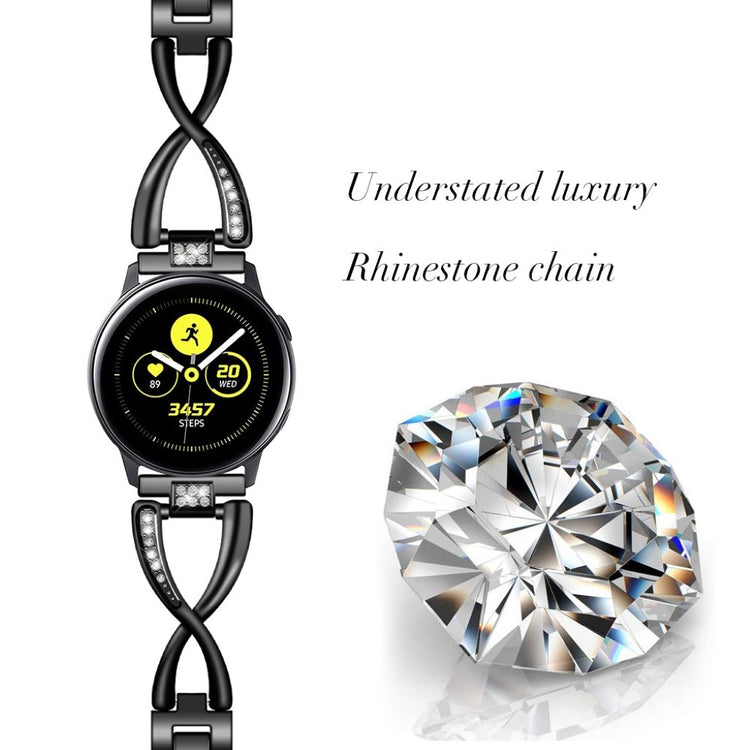 Kønt Samsung Galaxy Watch (46mm) Metal og Rhinsten Rem - Sort#serie_1
