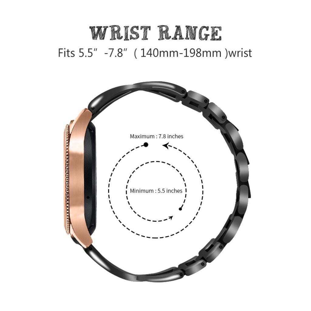 Kønt Samsung Galaxy Watch (46mm) Metal og Rhinsten Rem - Sort#serie_1