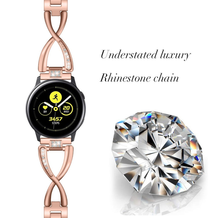Kønt Samsung Galaxy Watch (46mm) Metal og Rhinsten Rem - Beige#serie_4