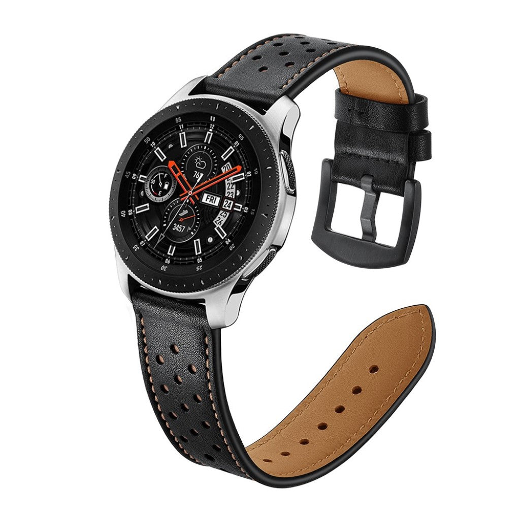 Fed Samsung Galaxy Watch (46mm) Ægte læder Rem - Sort#serie_1