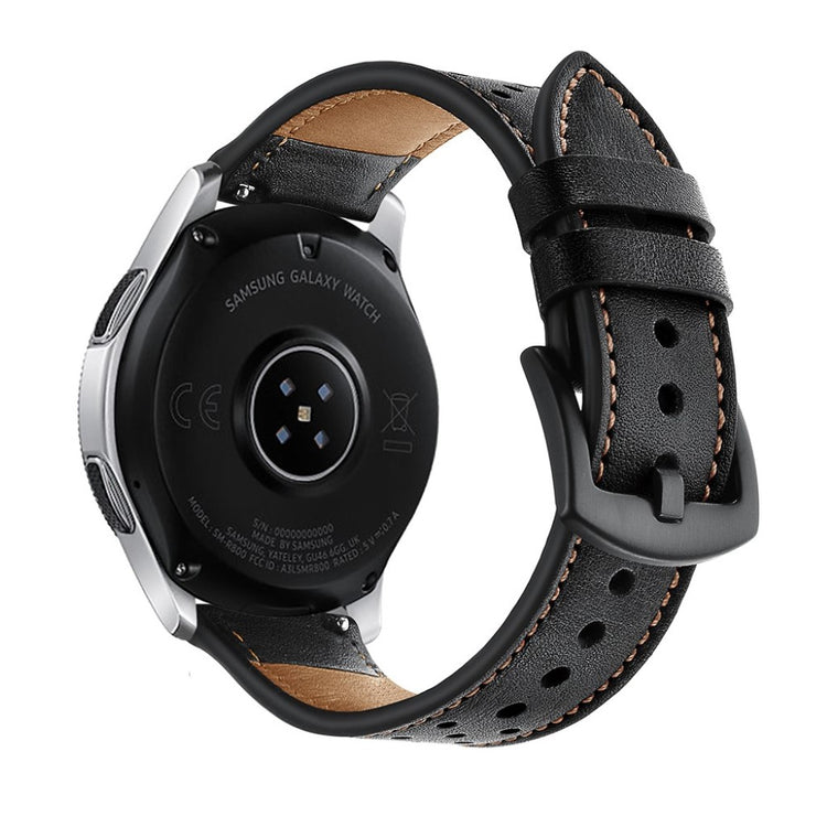 Fed Samsung Galaxy Watch (46mm) Ægte læder Rem - Sort#serie_1