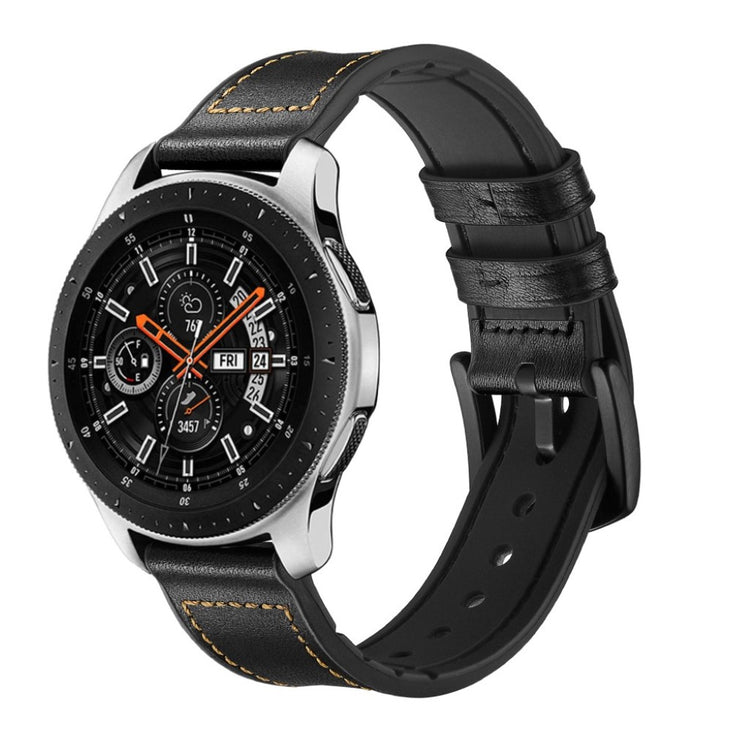 Fantastisk Samsung Galaxy Watch (46mm) Ægte læder Rem - Sort#serie_3