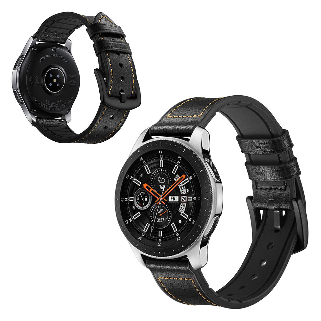 Fantastisk Samsung Galaxy Watch (46mm) Ægte læder Rem - Sort#serie_3