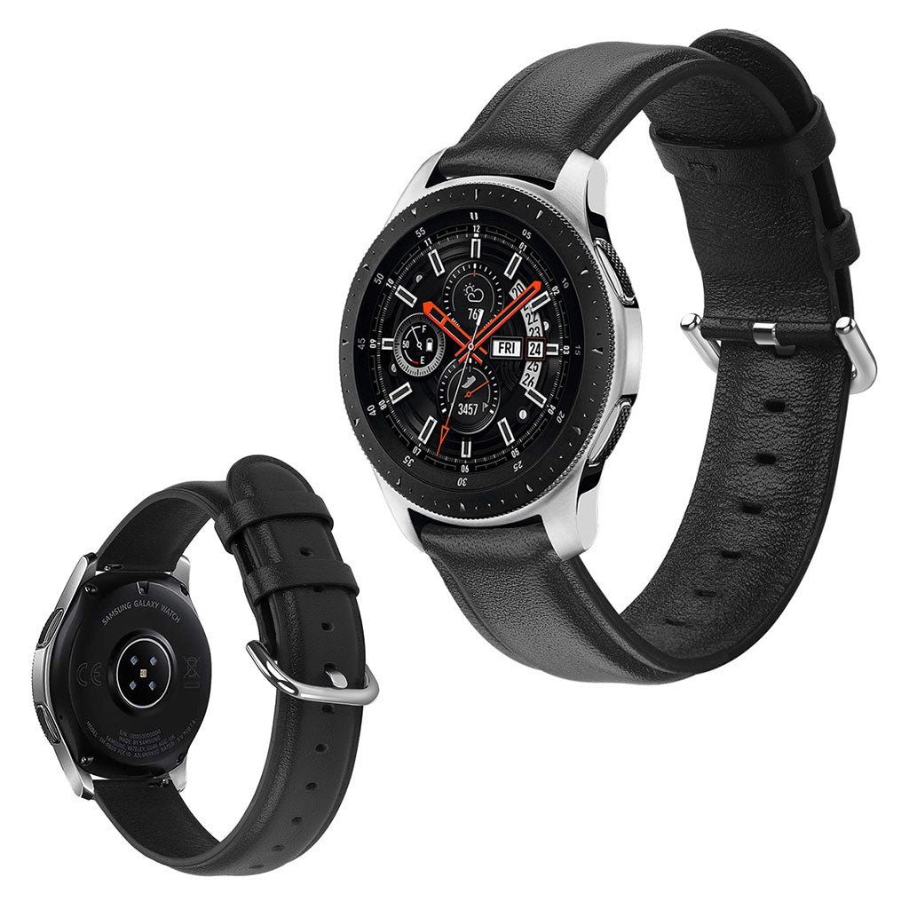 Meget fint Samsung Galaxy Watch (46mm) Ægte læder Rem - Sort#serie_1