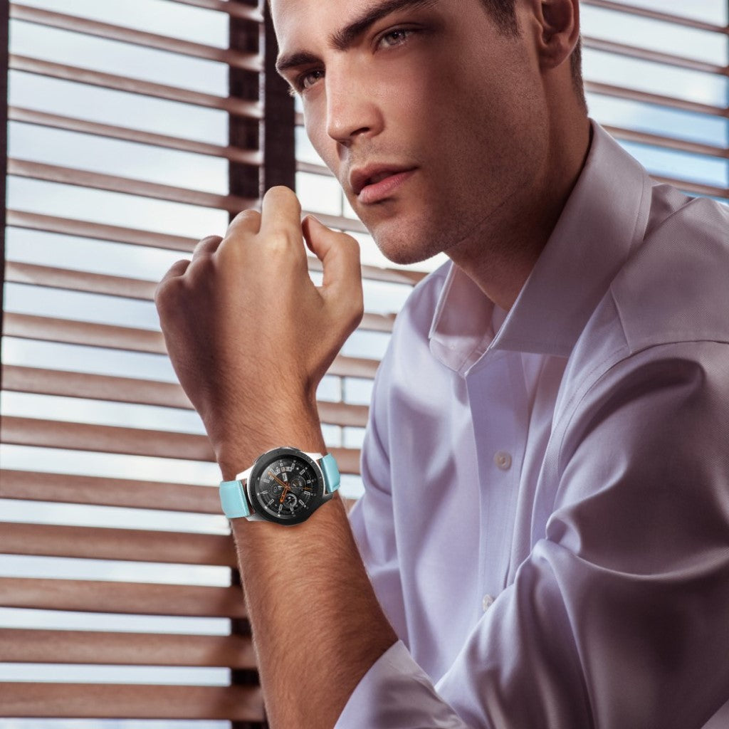 Meget fint Samsung Galaxy Watch (46mm) Ægte læder Rem - Blå#serie_5