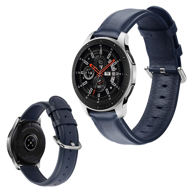 Meget fint Samsung Galaxy Watch (46mm) Ægte læder Rem - Blå#serie_6