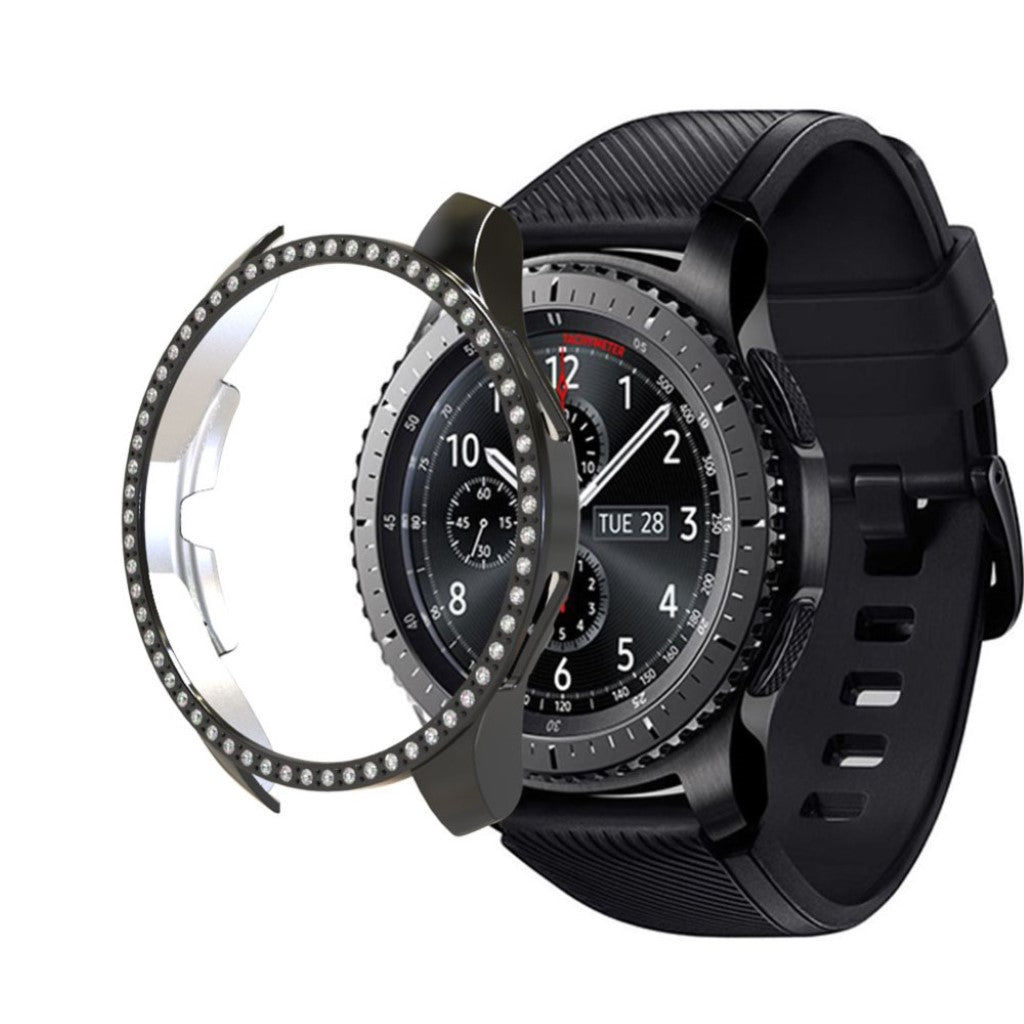 Samsung Galaxy Watch (46mm)  Rhinsten og Silikone Bumper  - Sort#serie_1