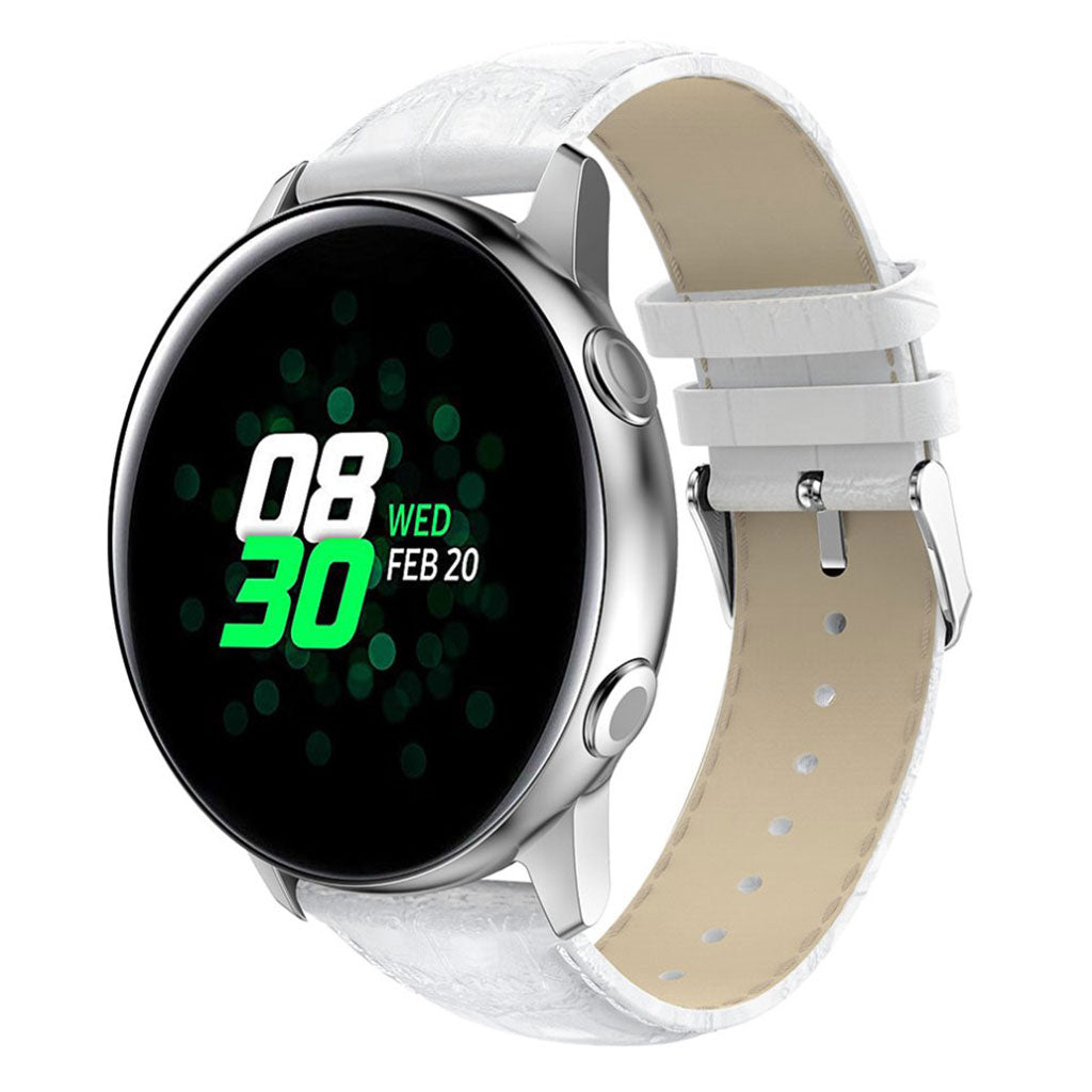 Vildt rart Samsung Galaxy Watch Active Ægte læder Rem - Hvid#serie_2