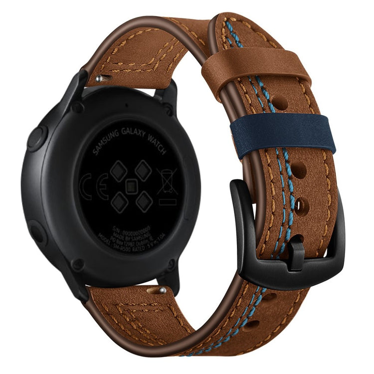 Mega slidstærk Samsung Galaxy Watch Active Ægte læder Rem - Brun#serie_3