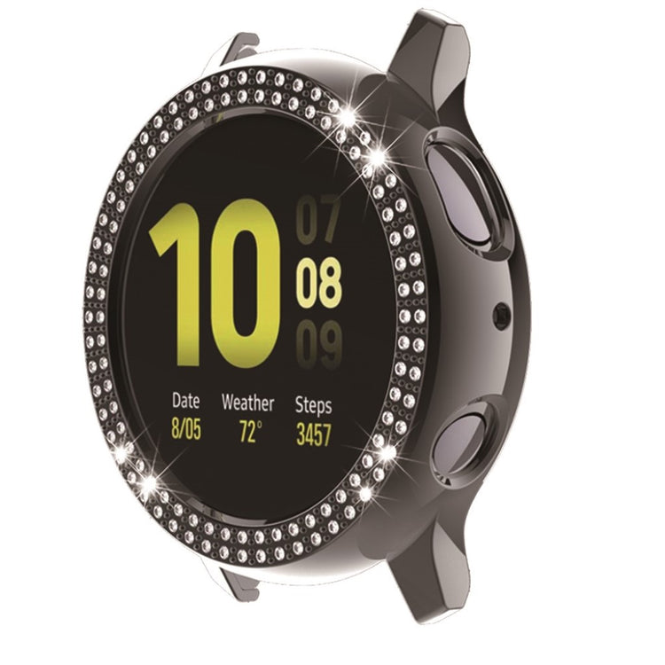 Samsung Galaxy Watch Active 2 - 40mm Elegant Rhinsten og Silikone Bumper  - Sort#serie_1