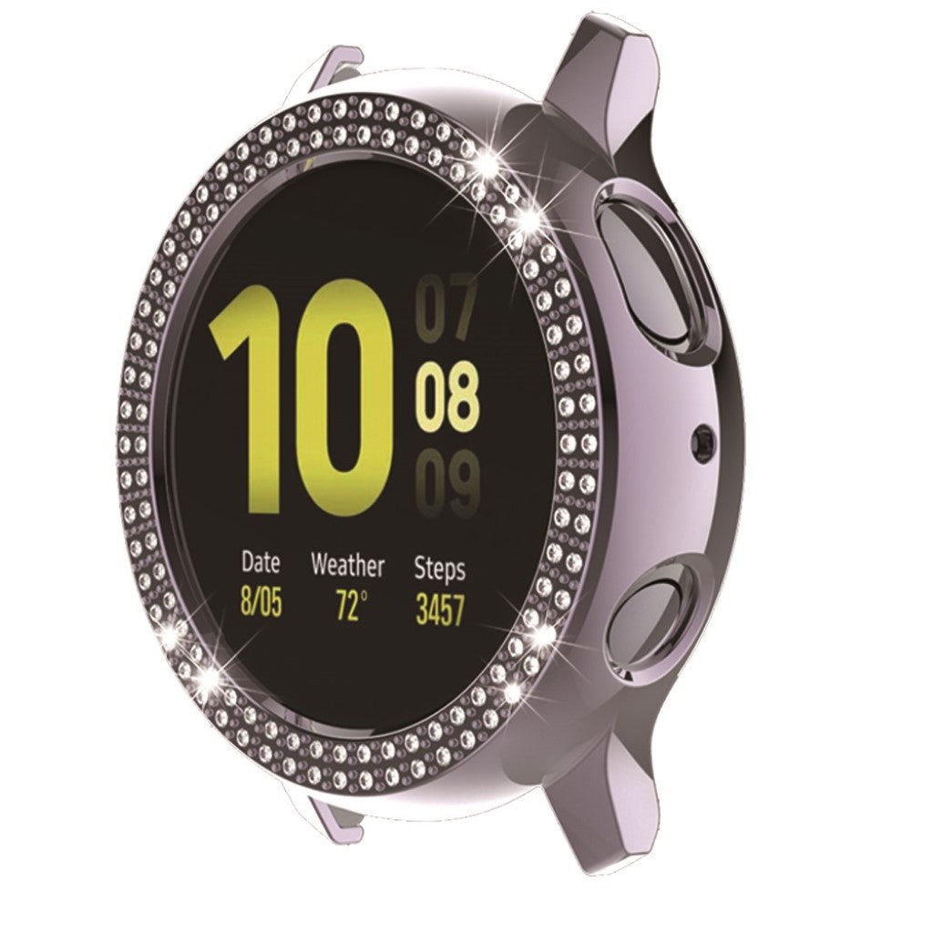Samsung Galaxy Watch Active 2 - 40mm Elegant Rhinsten og Silikone Bumper  - Sølv#serie_3