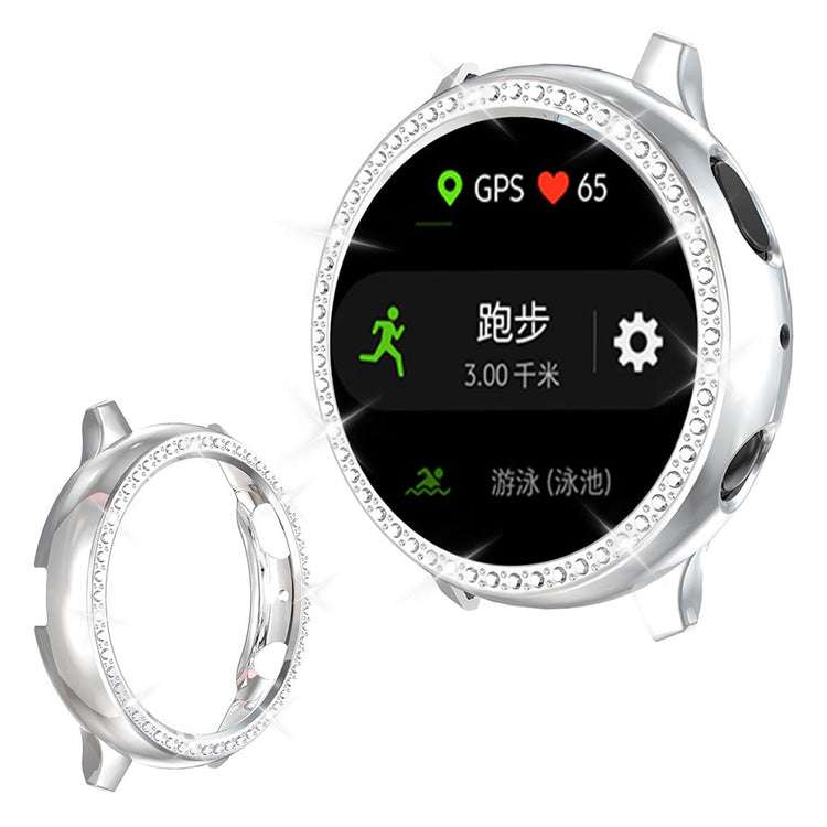 Samsung Galaxy Watch Active 2 - 44mm  Rhinsten og Silikone Bumper  - Sølv#serie_2