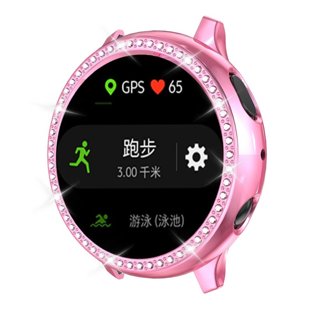 Samsung Galaxy Watch Active 2 - 44mm  Rhinsten og Silikone Bumper  - Pink#serie_4