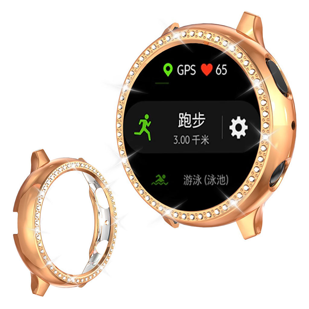 Samsung Galaxy Watch Active 2 - 44mm  Rhinsten og Silikone Bumper  - Pink#serie_5