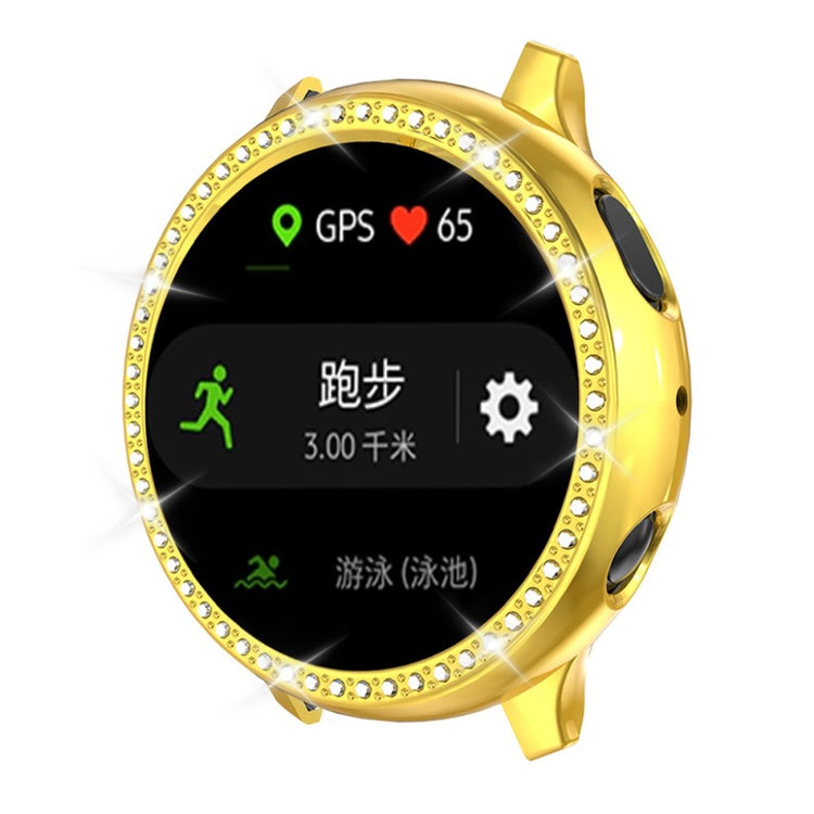 Samsung Galaxy Watch Active 2 - 44mm  Rhinsten og Silikone Bumper  - Guld#serie_6