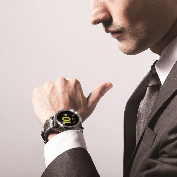 Samsung Galaxy Watch Active 2 - 44mm Elegant Rhinsten og Silikone Bumper  - Sort#serie_1