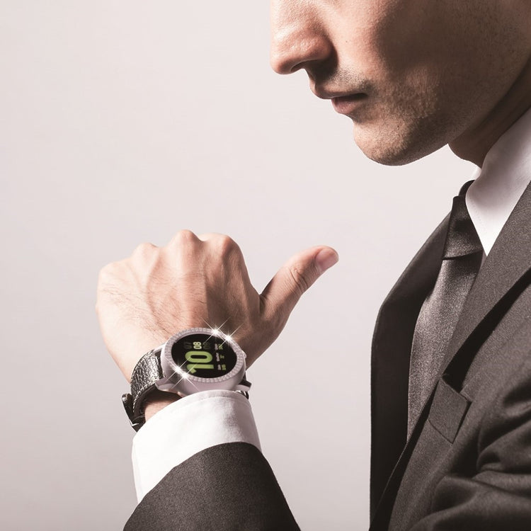 Samsung Galaxy Watch Active 2 - 44mm Elegant Rhinsten og Silikone Bumper  - Sølv#serie_3