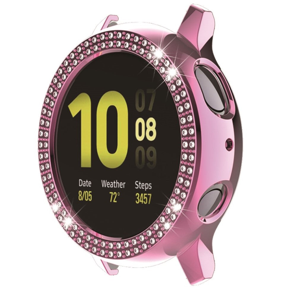 Samsung Galaxy Watch Active 2 - 44mm Elegant Rhinsten og Silikone Bumper  - Pink#serie_5