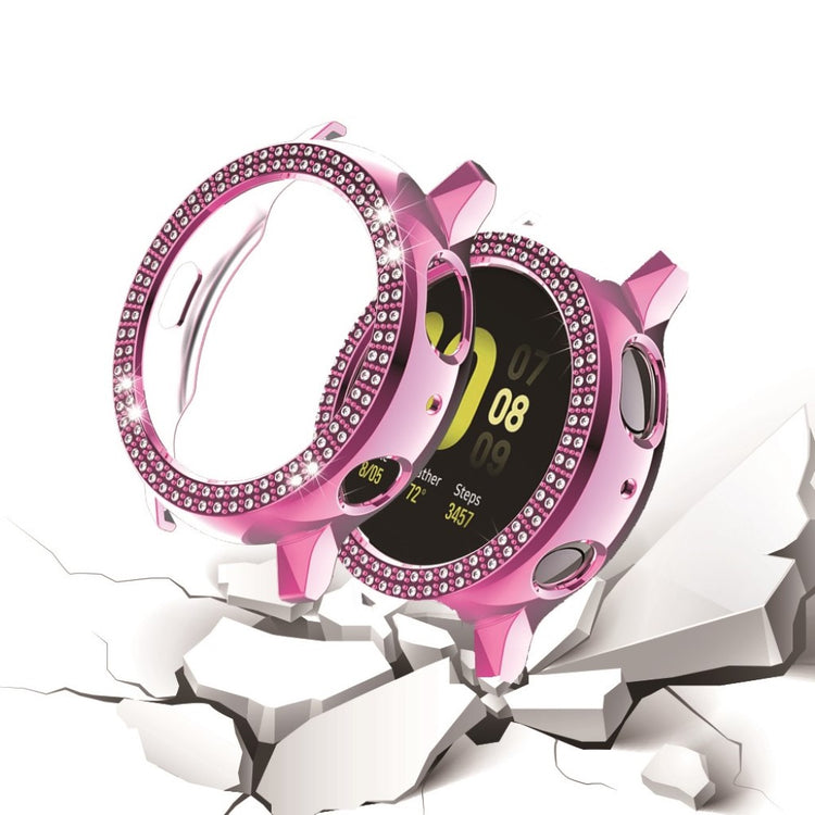 Samsung Galaxy Watch Active 2 - 44mm Elegant Rhinsten og Silikone Bumper  - Pink#serie_5