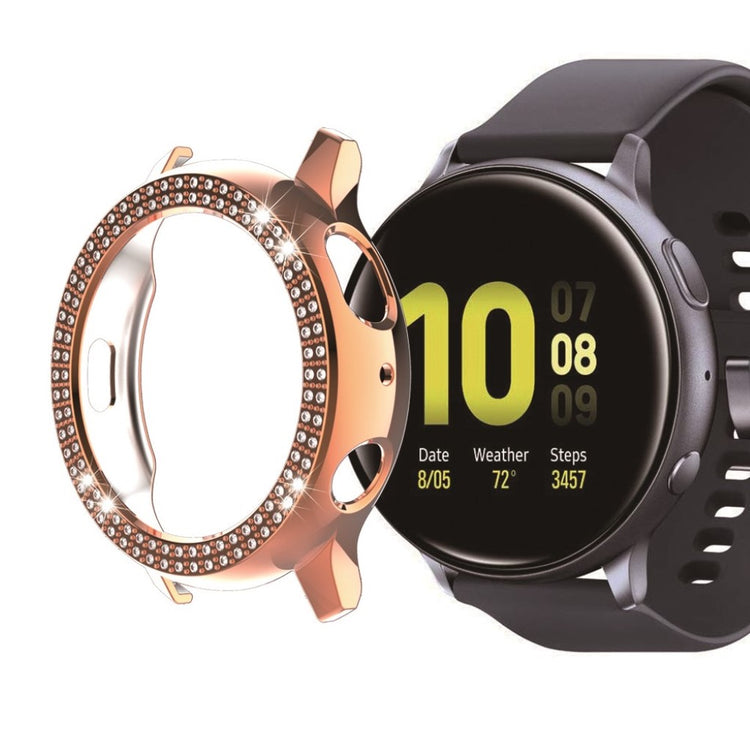 Samsung Galaxy Watch Active 2 - 44mm Elegant Rhinsten og Silikone Bumper  - Pink#serie_6