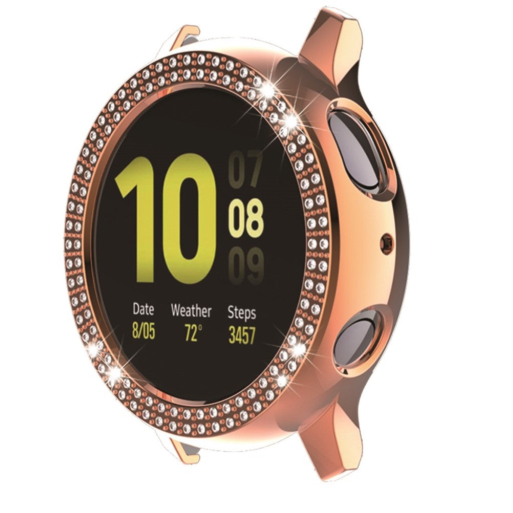 Samsung Galaxy Watch Active 2 - 44mm Elegant Rhinsten og Silikone Bumper  - Pink#serie_6