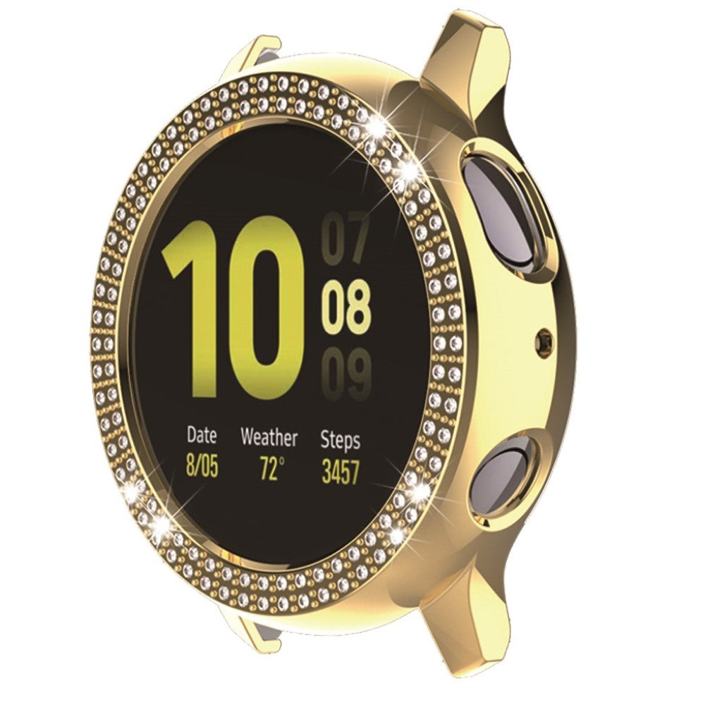 Samsung Galaxy Watch Active 2 - 44mm Elegant Rhinsten og Silikone Bumper  - Guld#serie_7