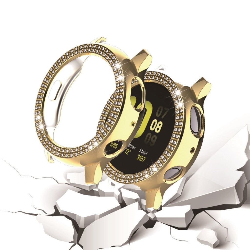 Samsung Galaxy Watch Active 2 - 44mm Elegant Rhinsten og Silikone Bumper  - Guld#serie_7