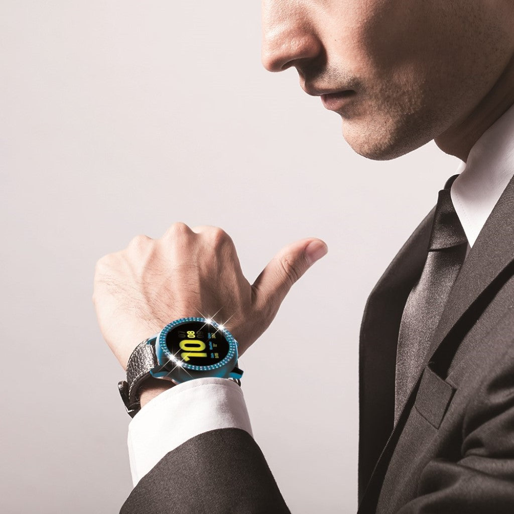 Samsung Galaxy Watch Active 2 - 44mm Elegant Rhinsten og Silikone Bumper  - Grøn#serie_8