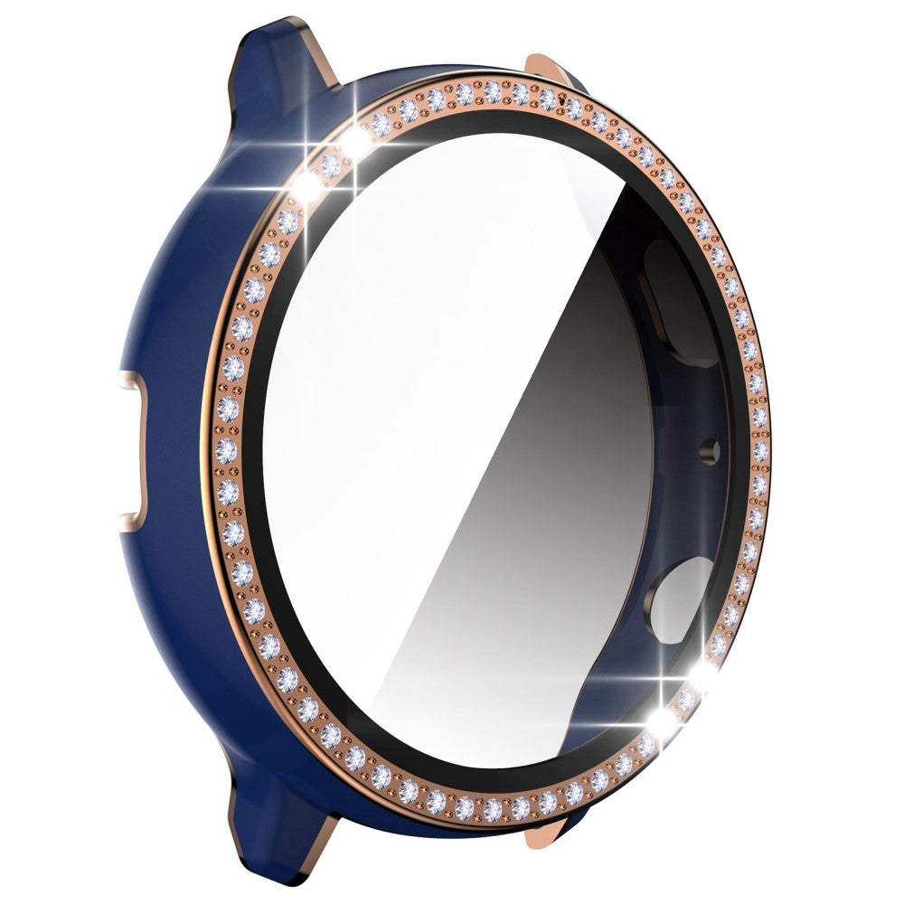 Fint Samsung Galaxy Watch Active 2 - 44mm Cover med Skærmbeskytter i Plastik, Rhinsten og Hærdet Glas - Pink#serie_3