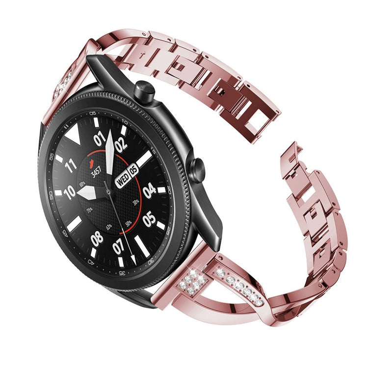 Fint Samsung Galaxy Watch 3 (45mm) Metal og Rhinsten Rem - Pink#serie_3