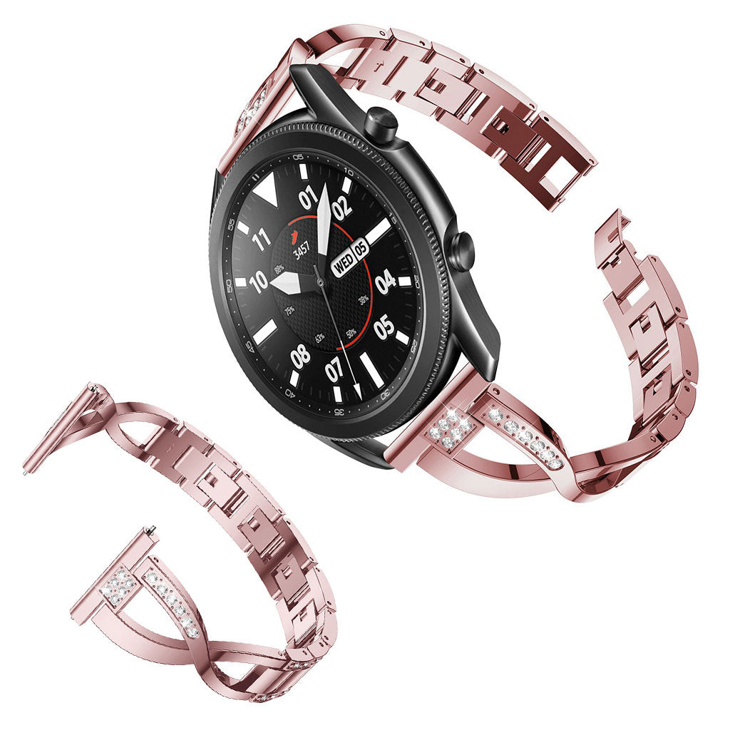 Fint Samsung Galaxy Watch 3 (45mm) Metal og Rhinsten Rem - Pink#serie_3