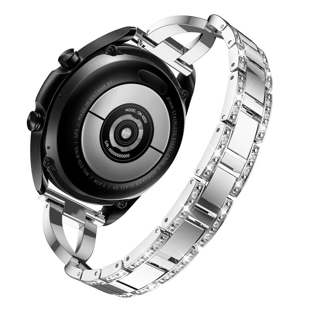 Fint Samsung Galaxy Watch 3 (45mm) Metal og Rhinsten Rem - Sølv#serie_5