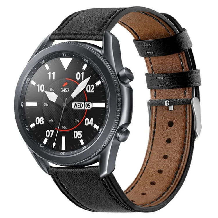 Sejt Samsung Galaxy Watch 3 (45mm) Ægte læder Rem - Sort#serie_1