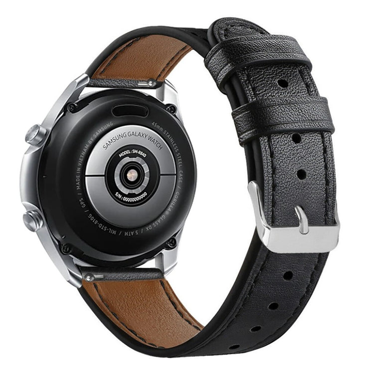 Sejt Samsung Galaxy Watch 3 (45mm) Ægte læder Rem - Sort#serie_1