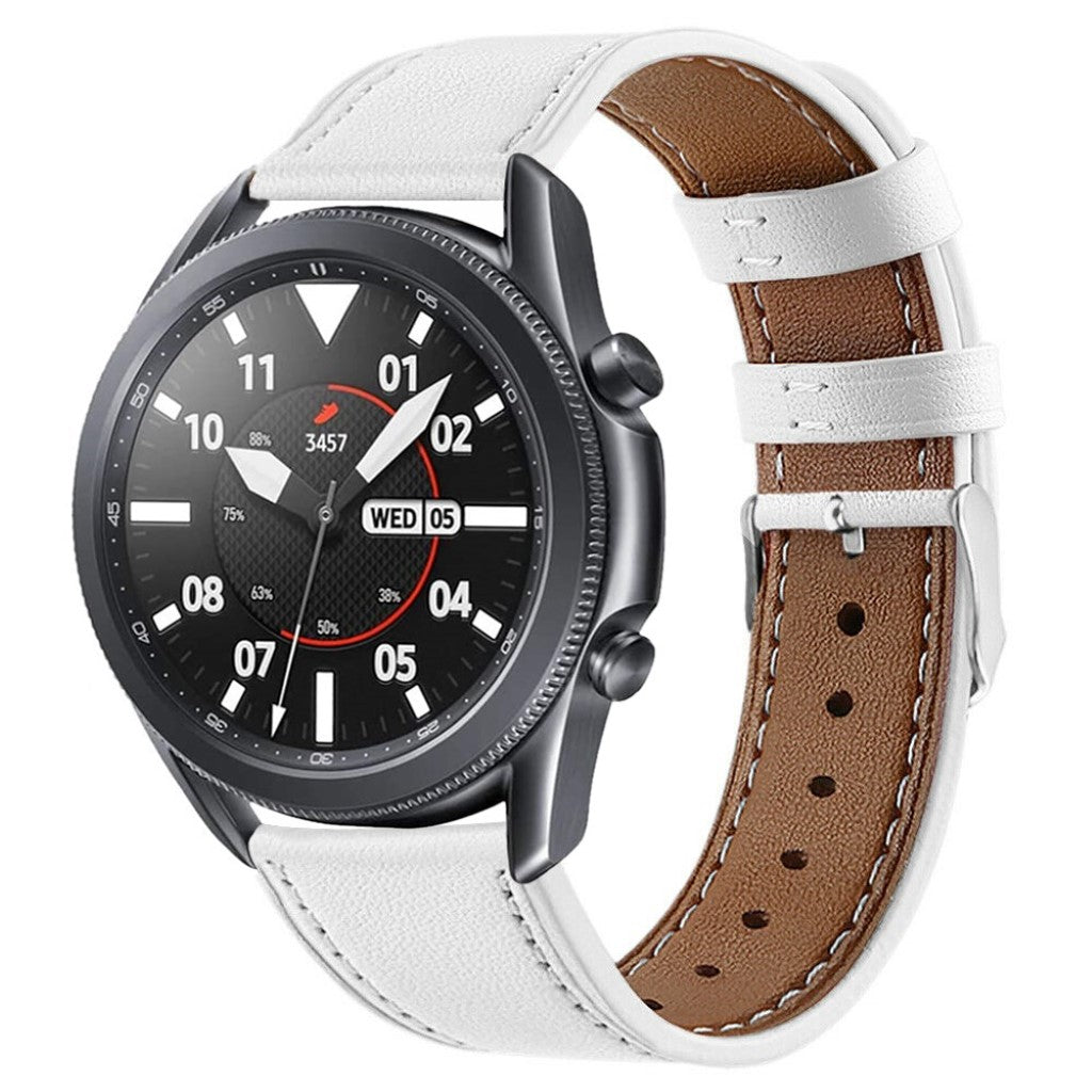 Sejt Samsung Galaxy Watch 3 (45mm) Ægte læder Rem - Hvid#serie_3