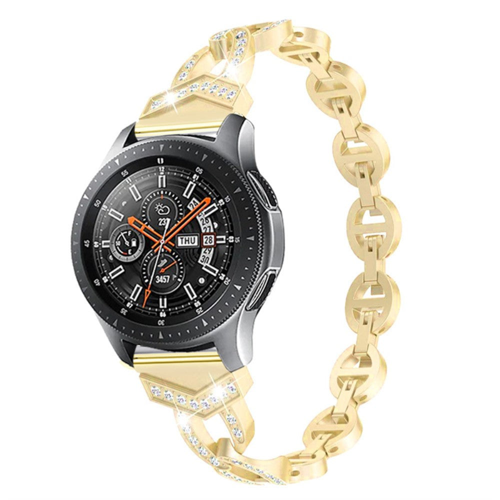  Samsung Galaxy Watch 3 (45mm) / Samsung Gear S3 Frontier Metal og Rhinsten Rem - Guld#serie_1