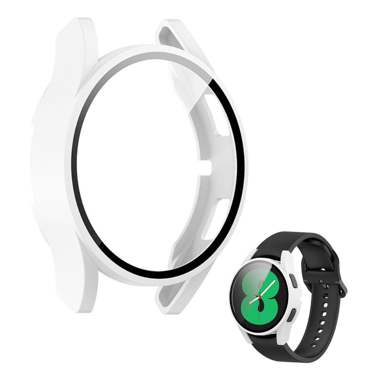 Rigtigt Fed Samsung Galaxy Watch 4 (40mm) Cover med Skærmbeskytter i Plastik og Hærdet Glas - Hvid#serie_2