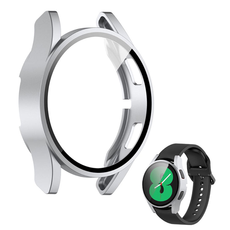 Rigtigt Fed Samsung Galaxy Watch 4 (40mm) Cover med Skærmbeskytter i Plastik og Hærdet Glas - Sølv#serie_7