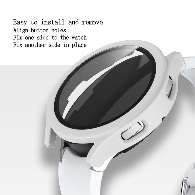Godt Samsung Galaxy Watch 4 (40mm) Cover med Skærmbeskytter i Plastik og Hærdet Glas - Hvid#serie_5