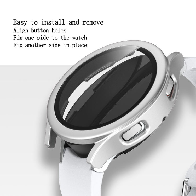 Godt Samsung Galaxy Watch 4 (40mm) Cover med Skærmbeskytter i Plastik og Hærdet Glas - Sølv#serie_9