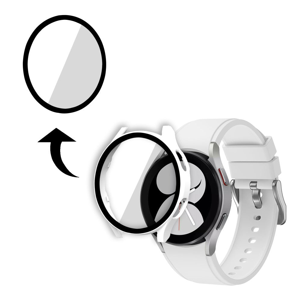 Meget Fed Samsung Galaxy Watch 4 (44mm) Cover med Skærmbeskytter i Plastik og Hærdet Glas - Hvid#serie_2