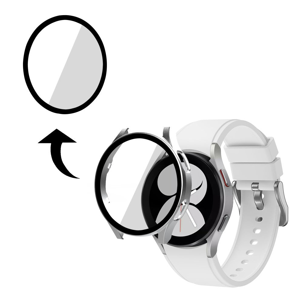 Meget Fed Samsung Galaxy Watch 4 (44mm) Cover med Skærmbeskytter i Plastik og Hærdet Glas - Sølv#serie_3