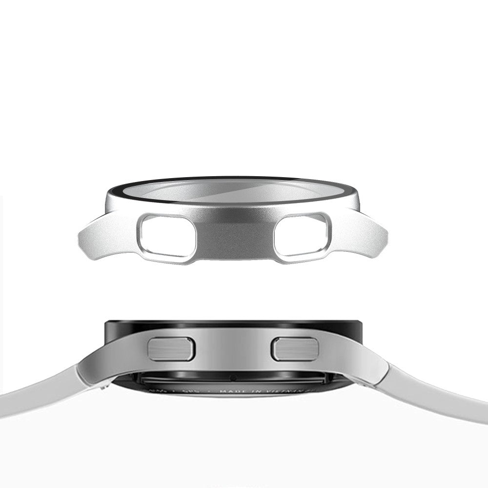 Meget Fed Samsung Galaxy Watch 4 (44mm) Cover med Skærmbeskytter i Plastik og Hærdet Glas - Sølv#serie_3
