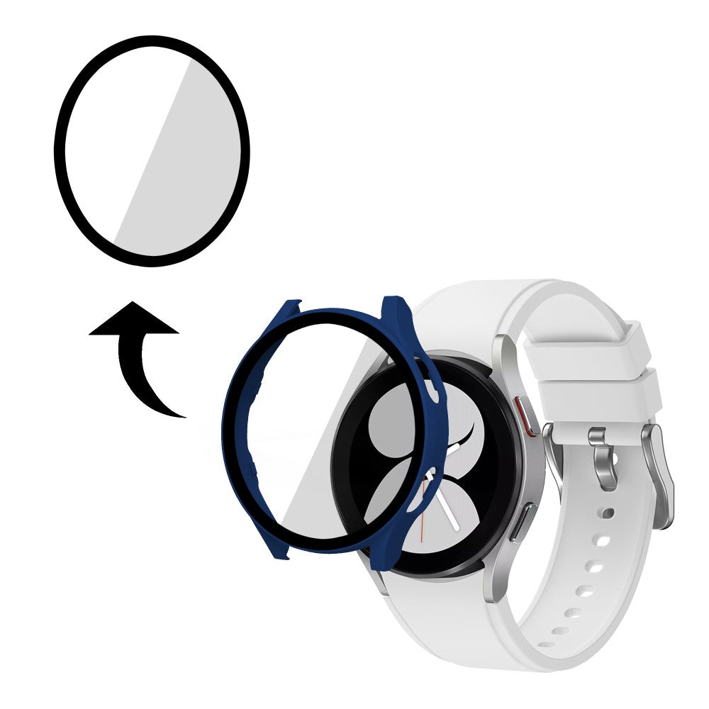 Meget Fed Samsung Galaxy Watch 4 (44mm) Cover med Skærmbeskytter i Plastik og Hærdet Glas - Blå#serie_4