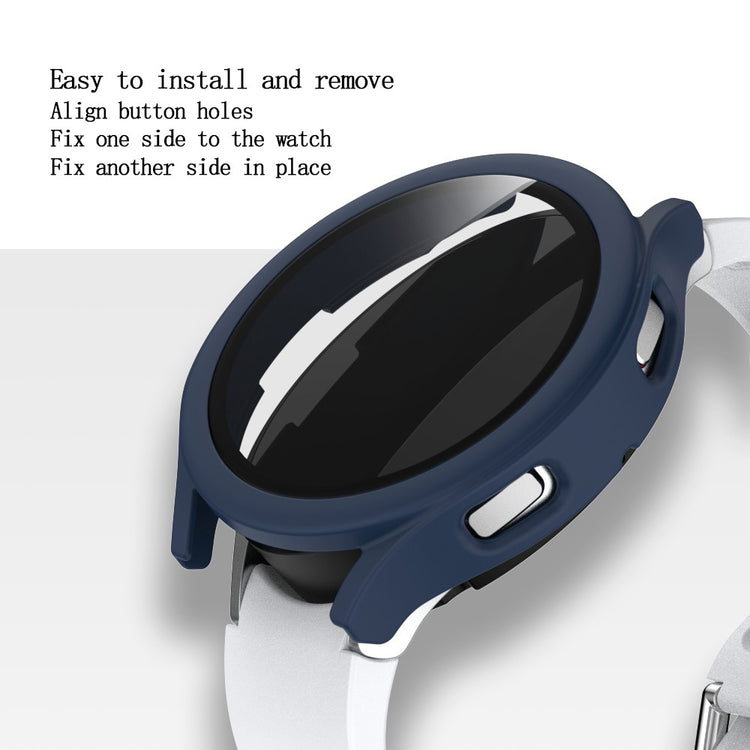 Vildt Flot Samsung Galaxy Watch 4 (44mm) Cover med Skærmbeskytter i Plastik og Hærdet Glas - Blå#serie_1