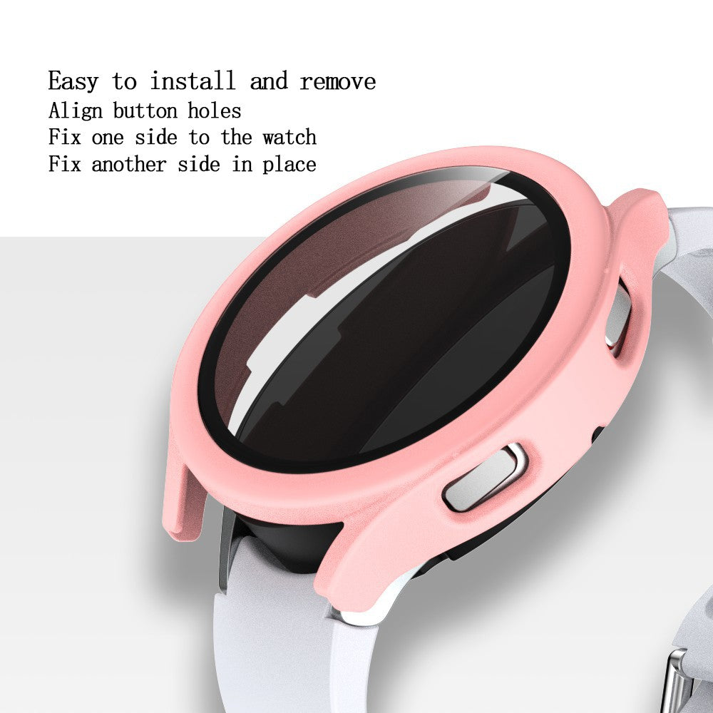 Vildt Flot Samsung Galaxy Watch 4 (44mm) Cover med Skærmbeskytter i Plastik og Hærdet Glas - Pink#serie_3